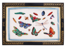 ANTIQUE CHINESE BUTTERFLY PAINTING ON RICE PAPER